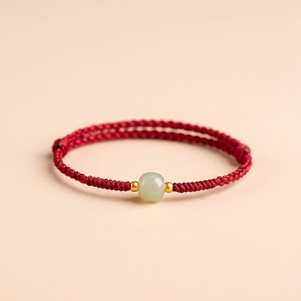 Red String Hetian Jade Stone Bracelet