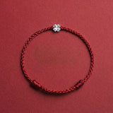 Buddha & Karma Red String S925 Sterling Silver Clover Bracelet
