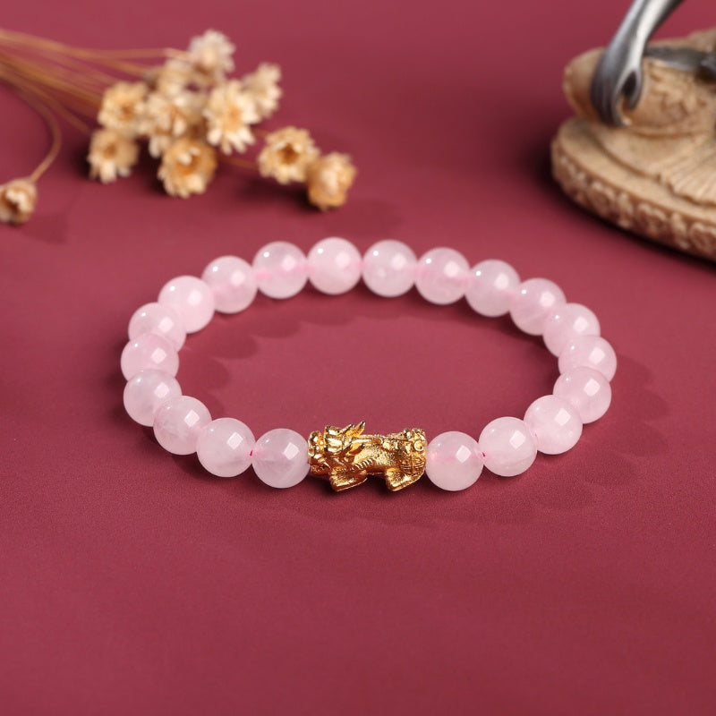 Exclusive: Rose Quartz Pixiu Love & Abundance Bracelet - Buddha & Karma