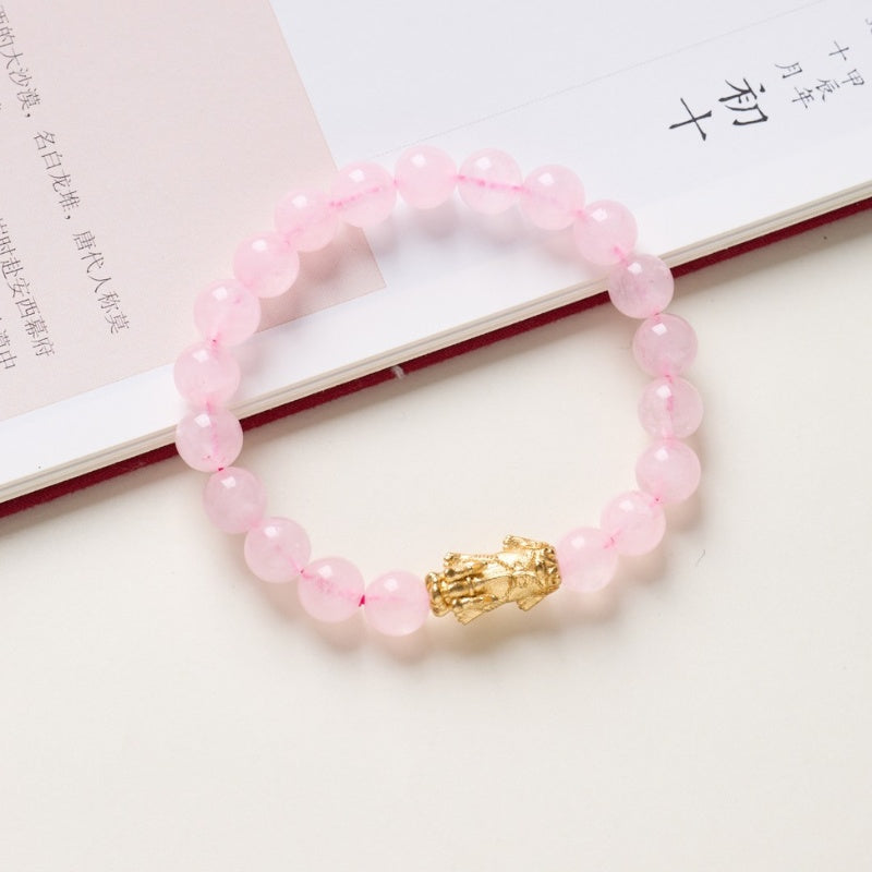 Exclusive: Rose Quartz Pixiu Love & Abundance Bracelet - Buddha & Karma
