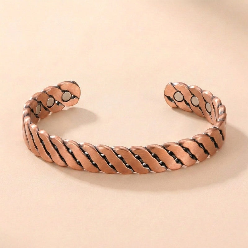 Buddha & Karma Twisted Copper Bracelet  Magnetic Therapy Bangle