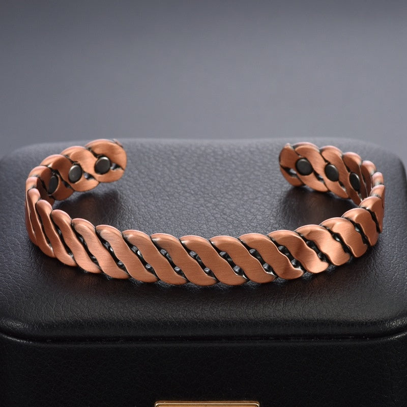 Buddha & Karma Twisted Copper Bracelet  Magnetic Therapy Bangle