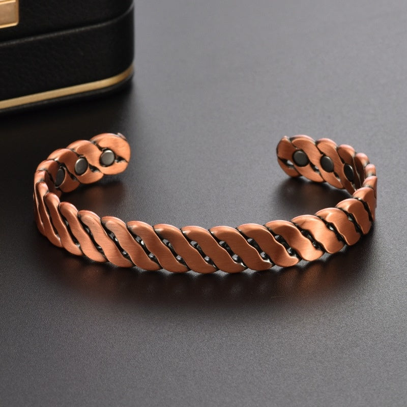Buddha & Karma Twisted Copper Bracelet  Magnetic Therapy Bangle