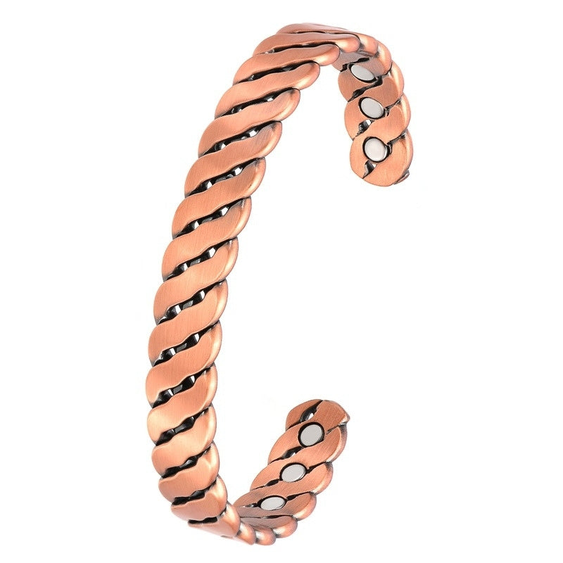 Buddha & Karma Twisted Copper Bracelet  Magnetic Therapy Bangle