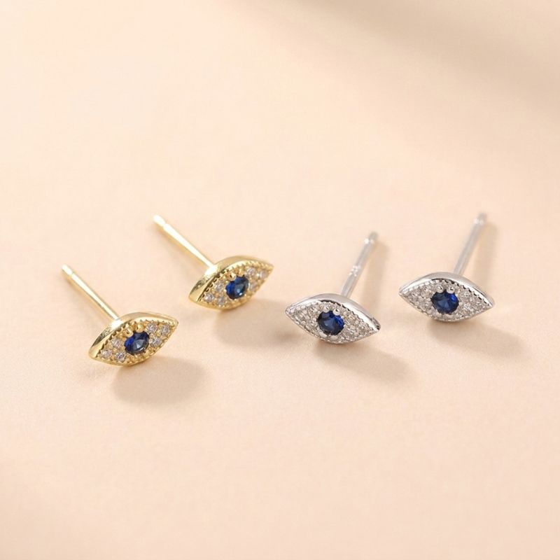 S925 Sterling Silver Mini Evil Eye Earrings