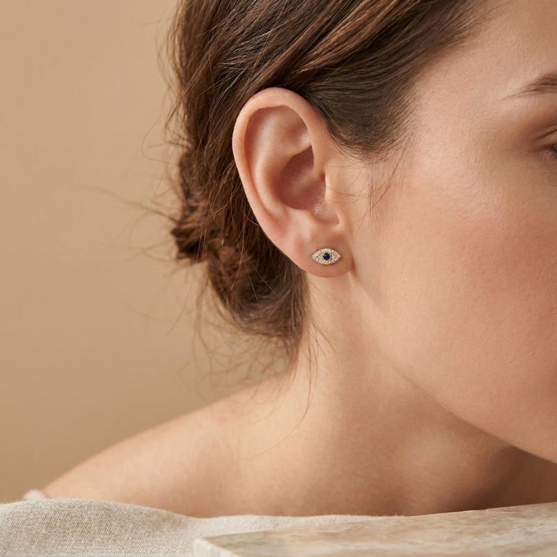 S925 Sterling Silver Mini Evil Eye Earrings