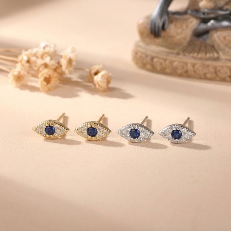 S925 Sterling Silver Mini Evil Eye Earrings