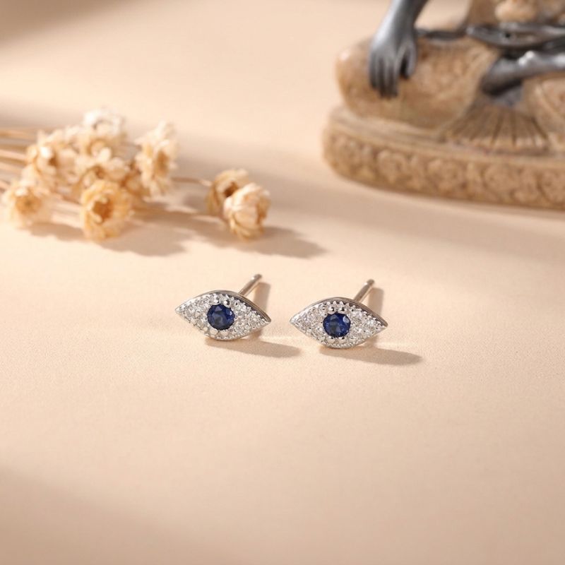 S925 Sterling Silver Mini Evil Eye Earrings