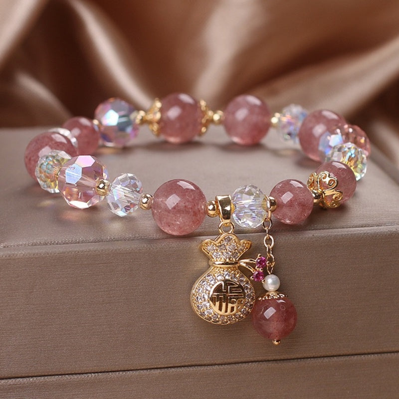 Exclusive: Strawberry Quartz Heart Bracelet - Buddha & Karma