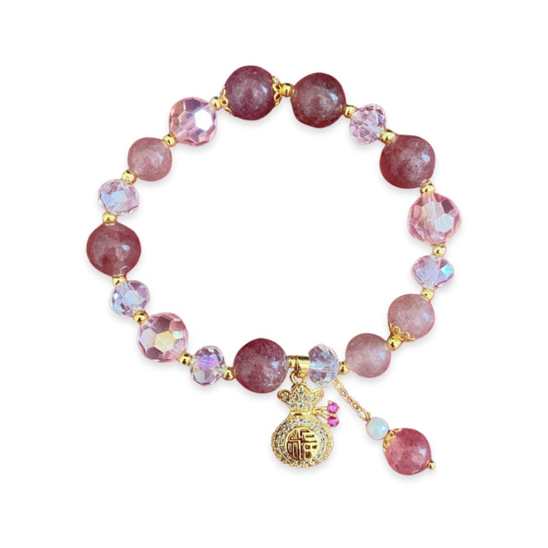 Strawberry Quartz Heart Bracelet - Buddha & Karma