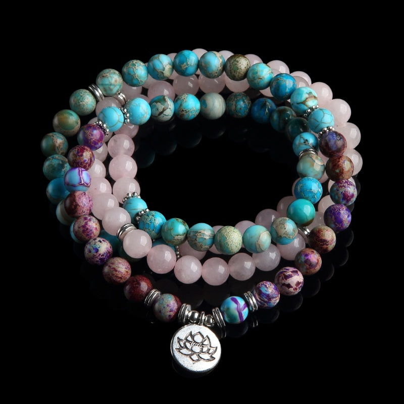 The Lotus of Calm Mala Beads - Peace, Balance, Emotional Healing - Buddha & Karma