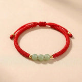 Exclusive: Buddha & Karma Three Beads Jade Luck Red String Bracelet