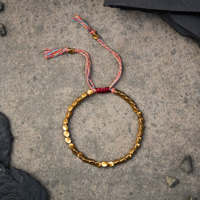 Tibetan Copper Beads Bracelet Handmade - For Healing, Strength & Protection - Buddha & Karma