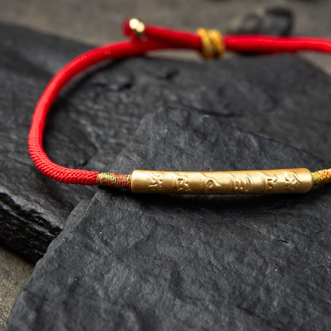 Tibetan Red String Bracelet - Buddhist Lucky Charm - Buddha & Karma