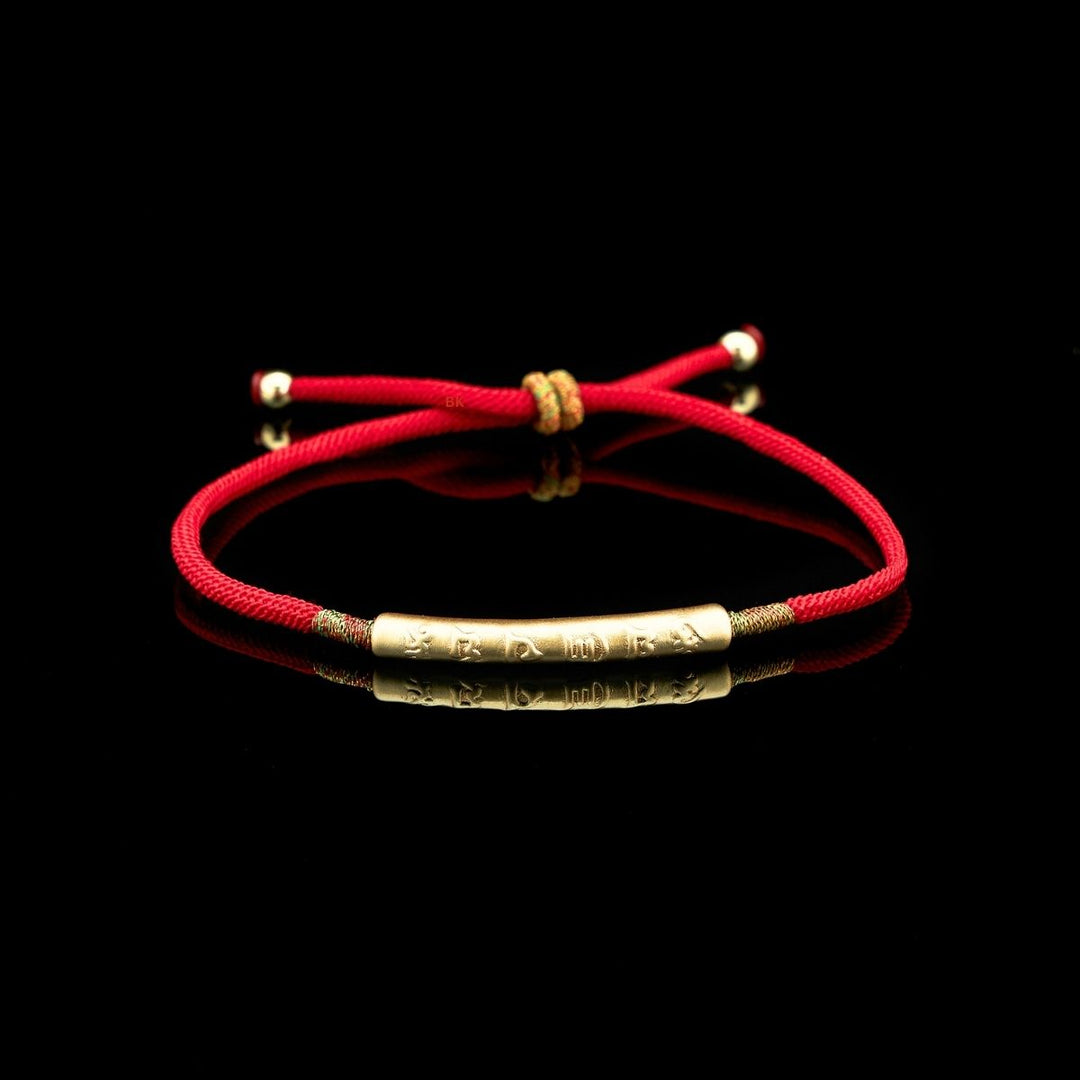 Tibetan Red String Bracelet - Buddhist Lucky Charm - Buddha & Karma