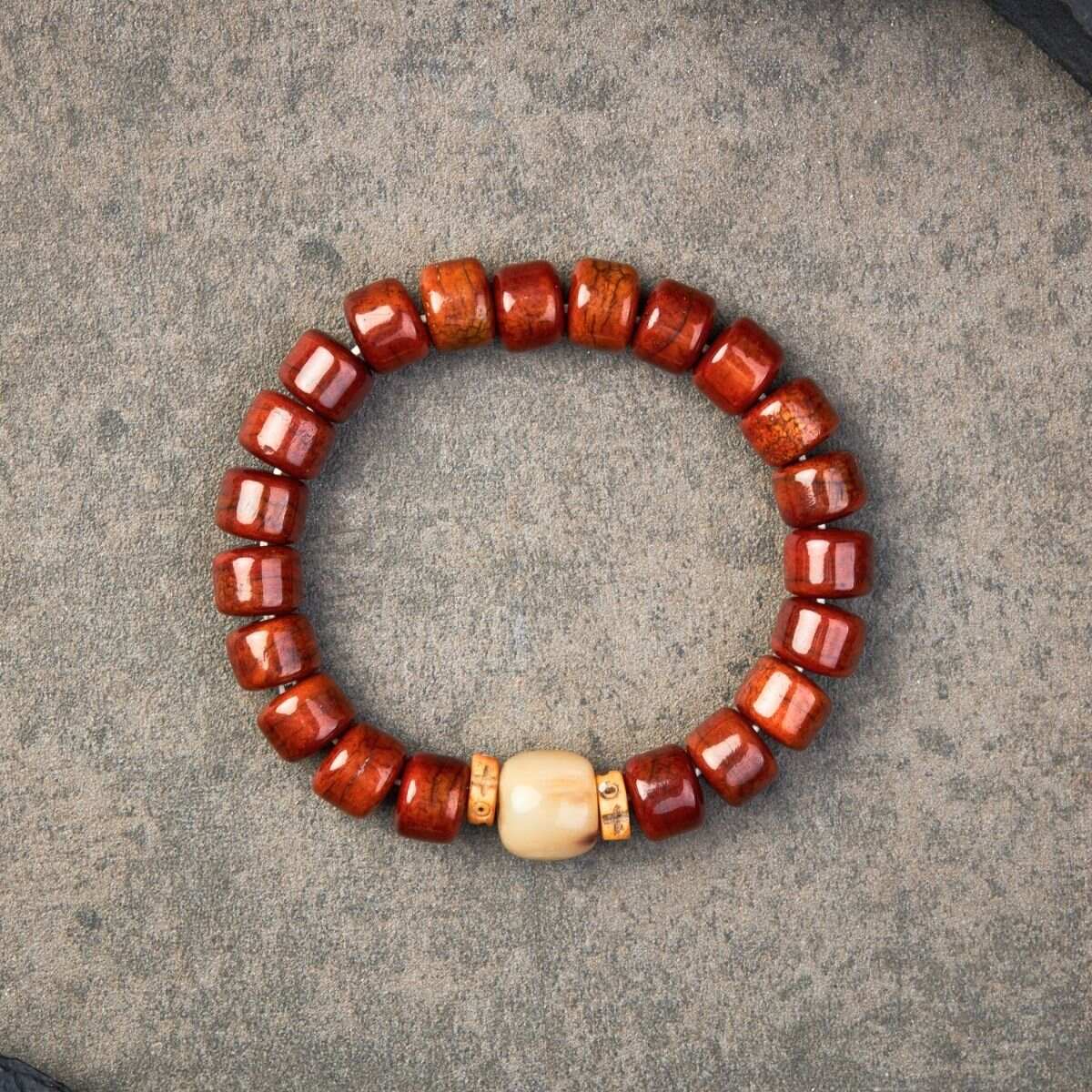 Tibetan Guardian Spirit Natural Yak Bone Bracelet - Buddha & Karma