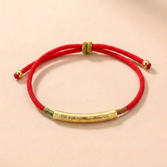 Tibetan Red String Bracelet - Buddhist Lucky Charm - Buddha & Karma