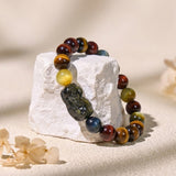 Tri-Color Tiger’s Eye Pixiu Wealth Bracelet