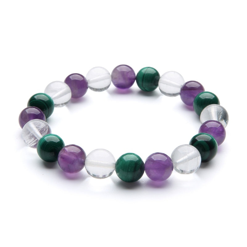 Triple Healing Bracelet – Amethyst, Malachite, Clear Quartz - Buddha & Karma