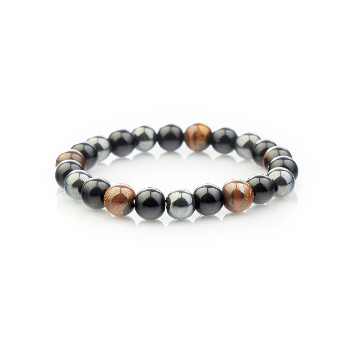 Triple Protection Bracelet - Tiger’s Eye, Obsidian, Hematite - Buddha & Karma