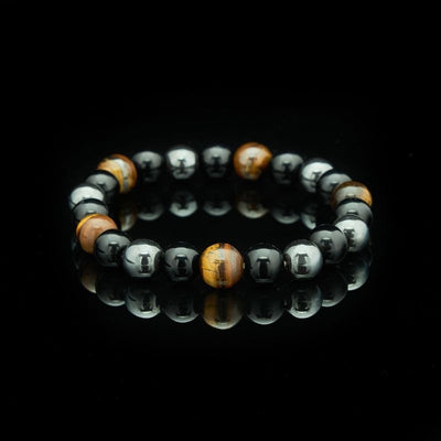 Triple Protection Bracelet - Tiger’s Eye, Obsidian, Hematite - Buddha & Karma