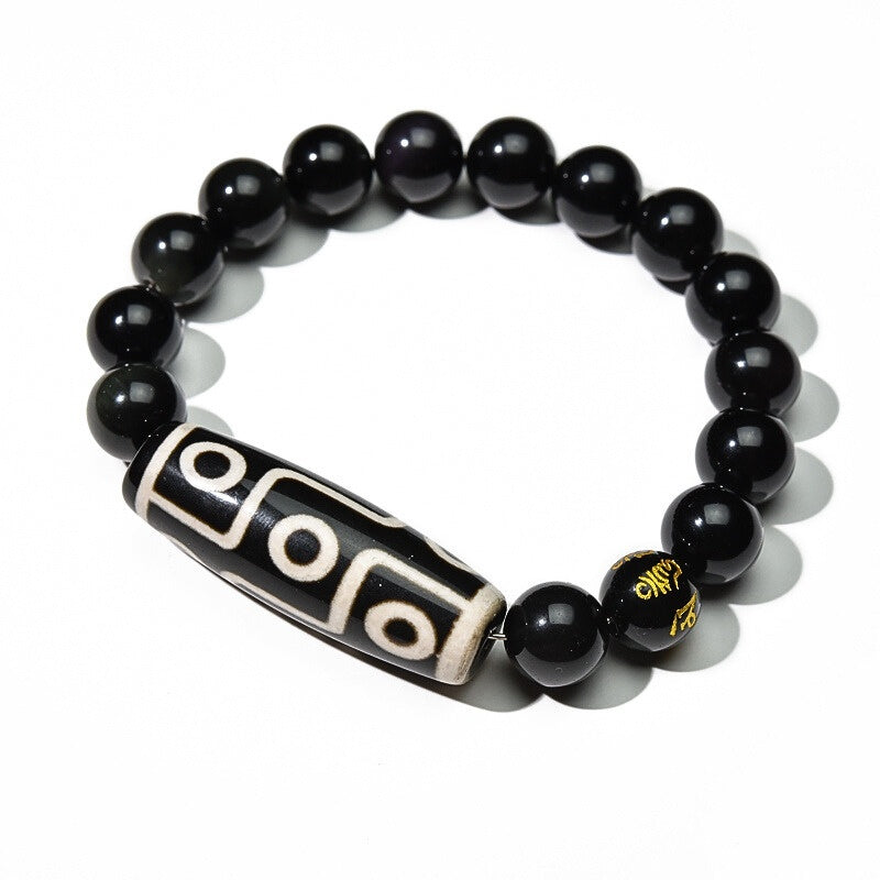 Ultimate Luck DZI 9 Eyes Obsidian Bracelet