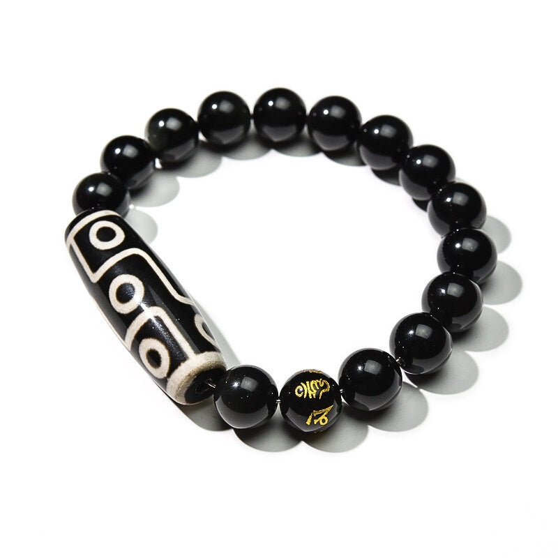 Ultimate Luck DZI 9 Eyes Obsidian Bracelet