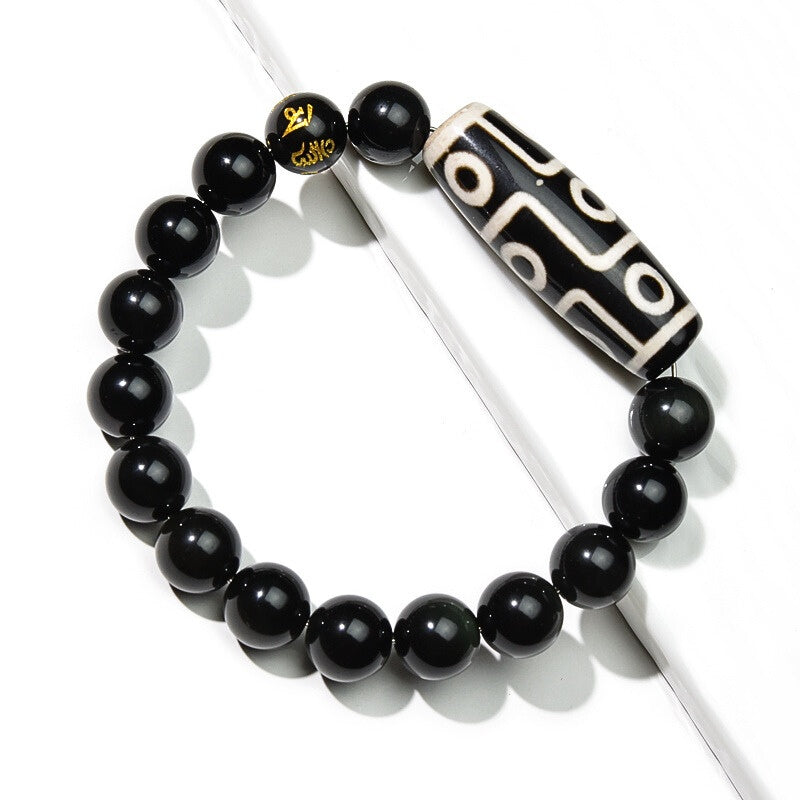 Ultimate Luck DZI 9 Eyes Obsidian Bracelet