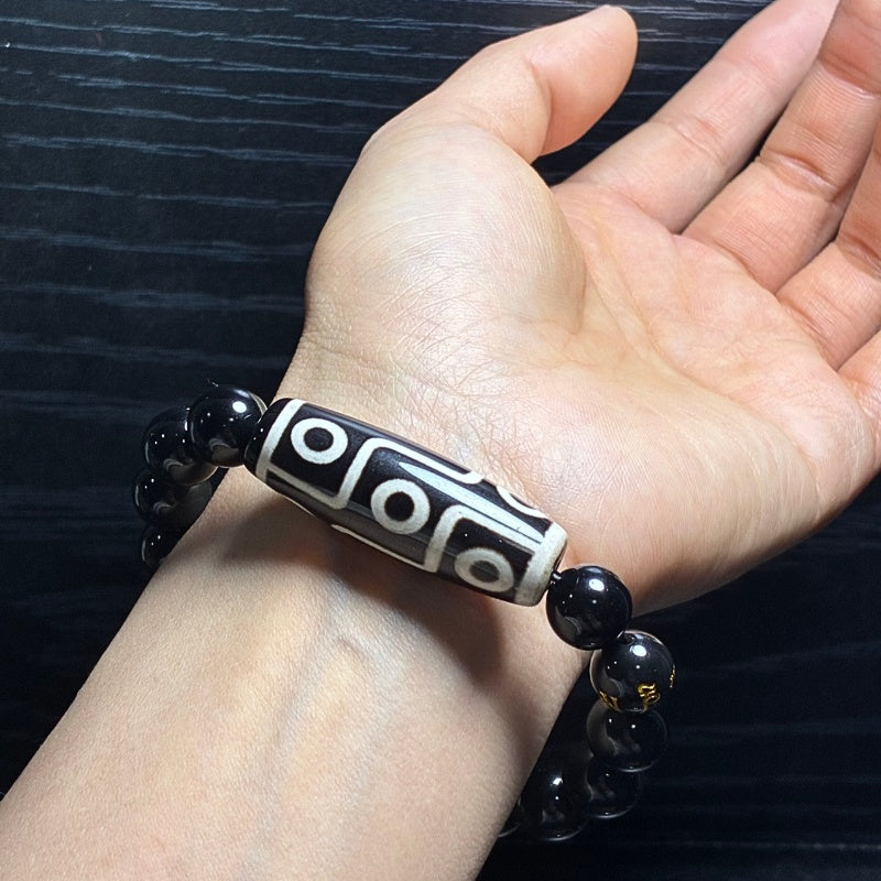 Ultimate Luck DZI 9 Eyes Obsidian Bracelet