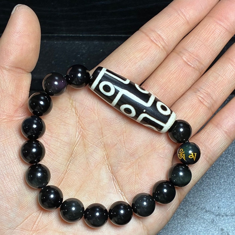 Ultimate Luck DZI 9 Eyes Obsidian Bracelet