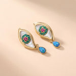 Vintage Style Evil Eye Earrings with Heart-Shaped Rhinestone