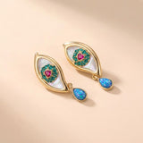Vintage Style Evil Eye Earrings with Heart-Shaped Rhinestone