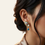Vintage Style Evil Eye Earrings with Heart-Shaped Rhinestone
