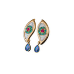 Vintage Style Evil Eye Earrings with Heart-Shaped Rhinestone