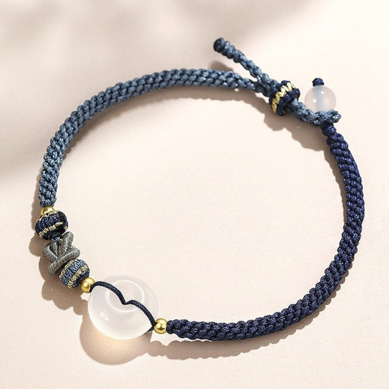 Blue String White Agate Bracelet - Give the Gift of Peace - Buddha & Karma