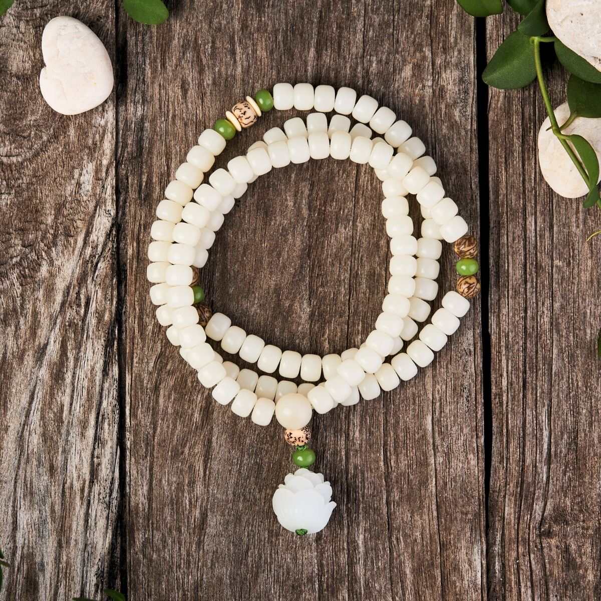  Moonetto White Jade Natural Bodhi Root 108 Mala Prayer Mantra  Beads Meditation 3-Layer Lotus Hand String Multiplayer Bracelet : Clothing,  Shoes & Jewelry