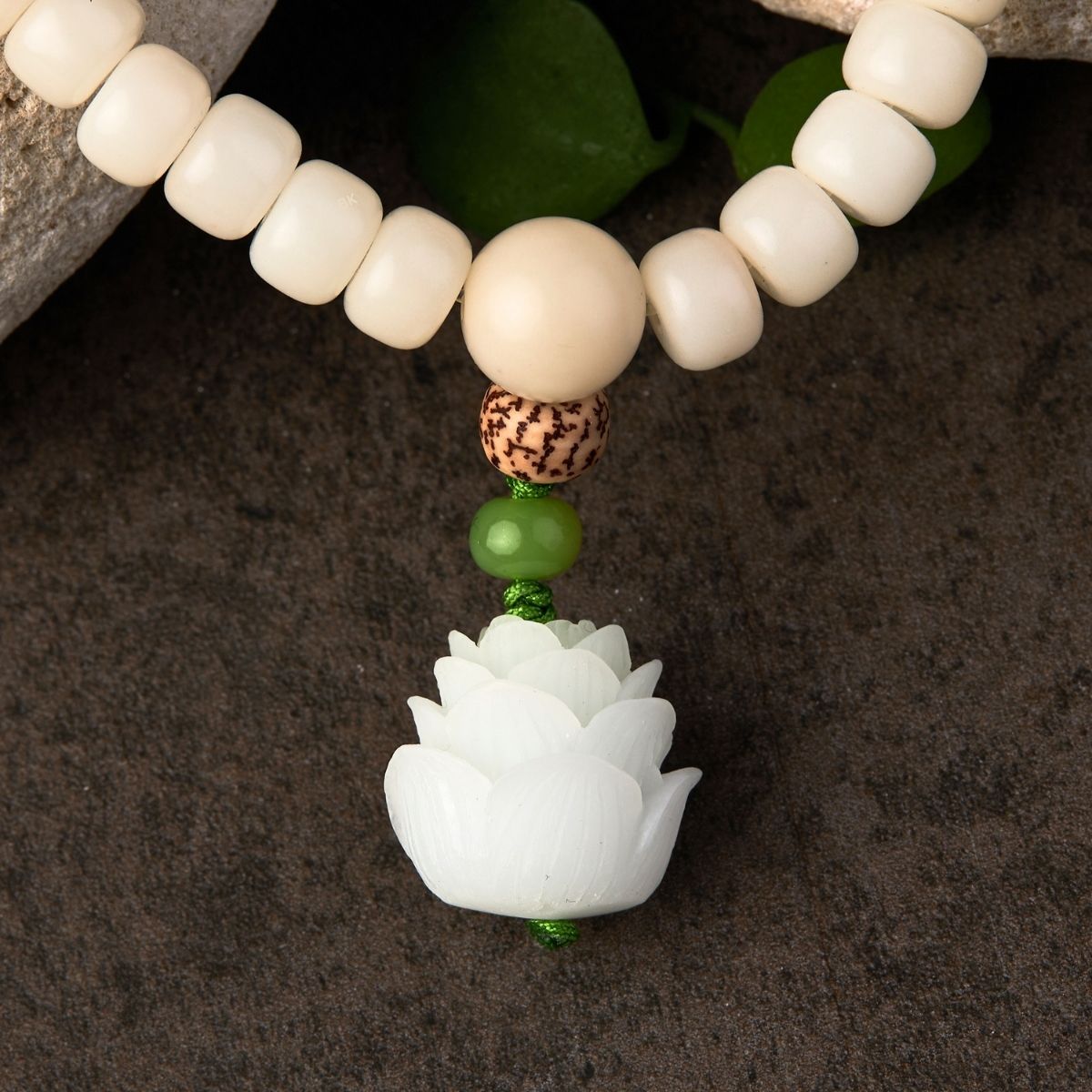 White Bodhi Seed 108 Mala Beads Vegan Buddha Bracelet / Necklace