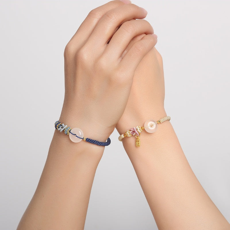 White Agate Fu Couple Bracelets - Give the Gift of Luck - Buddha & Karma