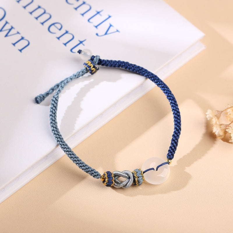 Blue String White Agate Bracelet - Give the Gift of Peace - Buddha & Karma