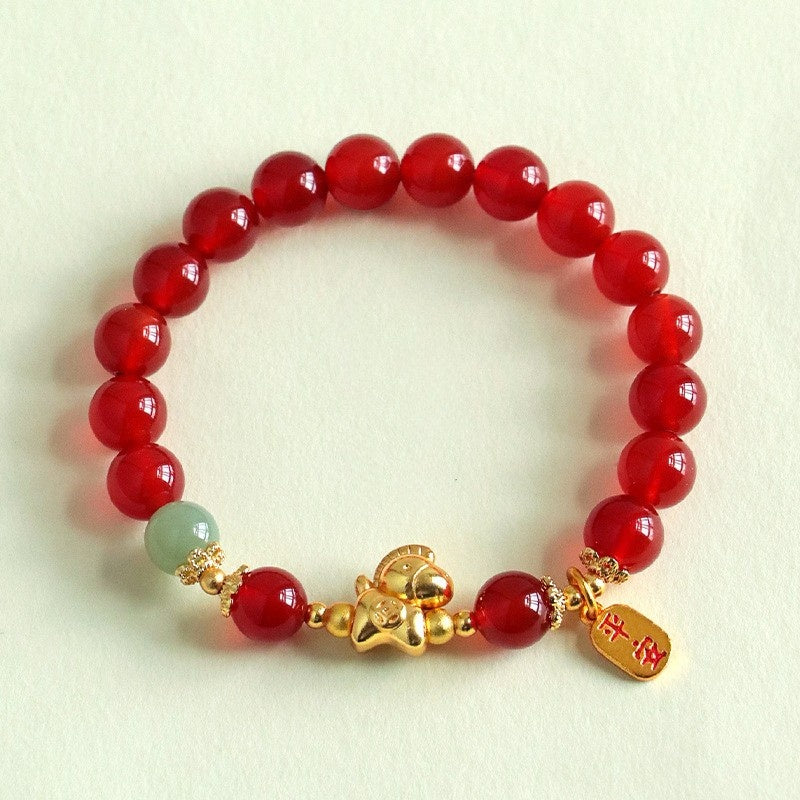 Buddha & Karma Year of the Fire Horse Bracelet - Red Agate Bracelet