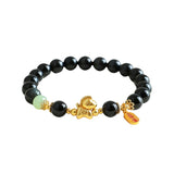 Buddha & Karma Year of the Fire Horse Bracelet - Black Obsidian, Red Agate