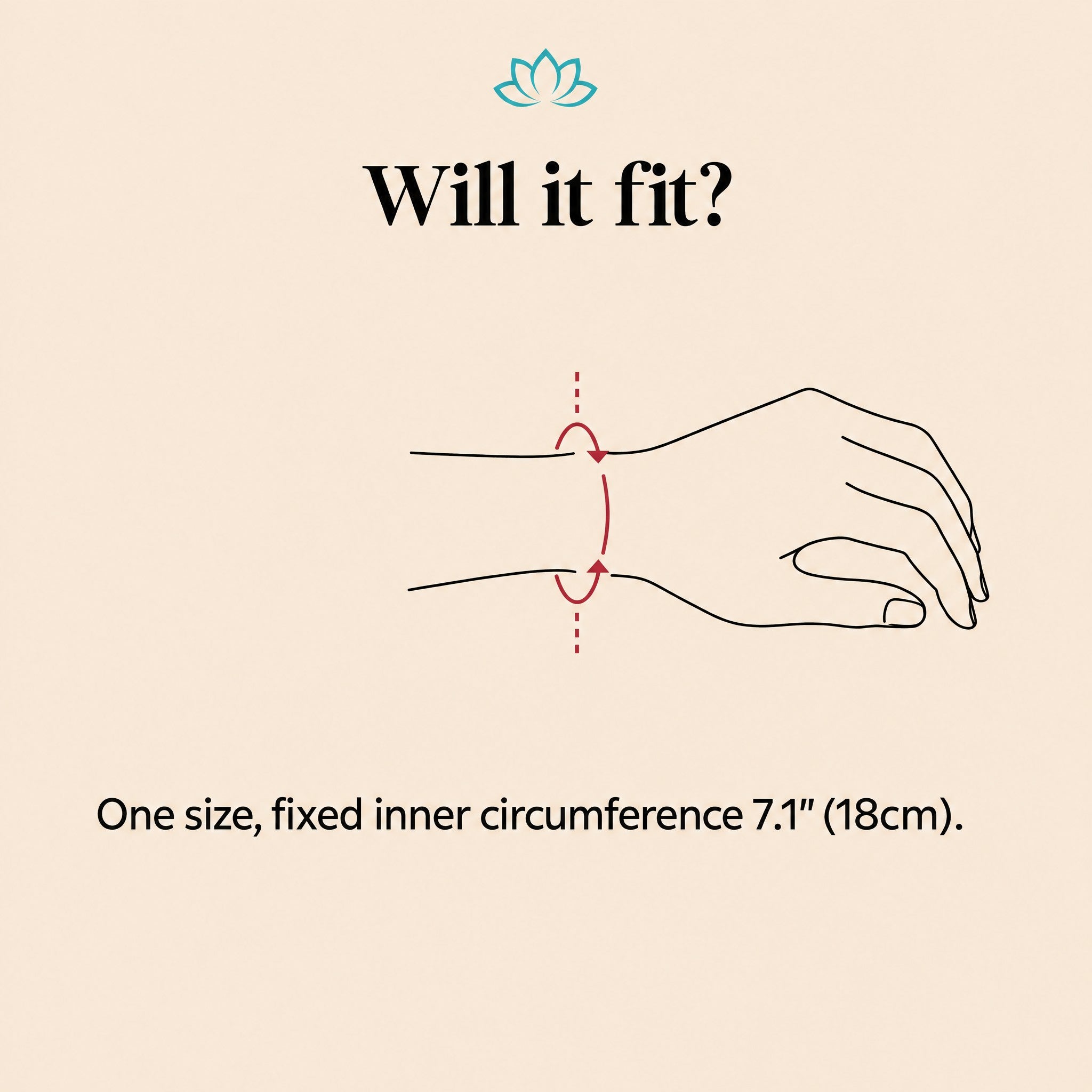 Black obsidian Pixiu bracelet size guide: one size, fixed inner circumference 7.1 inches (18cm)