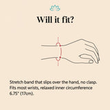 Feng Shui Pixiu bracelet size guide: stretch band that slips over the hand, relaxed inner circumference 6.75 inches (17cm)