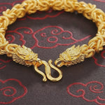 Double-Headed Golden Dragon Luck Bracelet - Buddha & Karma