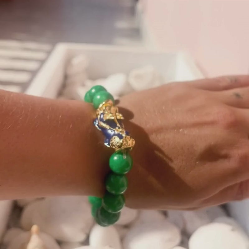 Green Jade Pixiu Bracelet - Abundance & Protection - Buddha & Karma