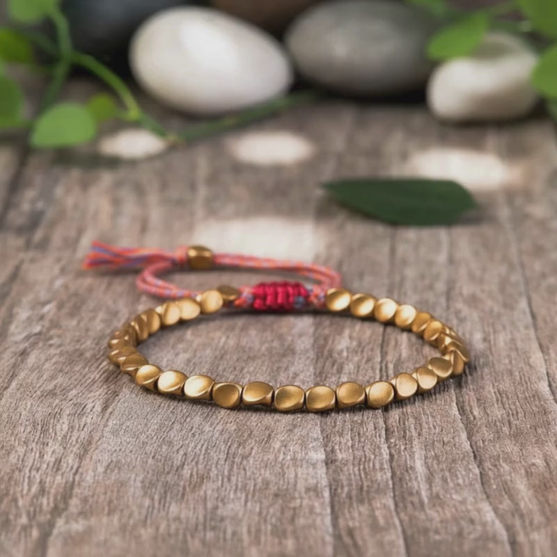 Buddha & Karma Tibetan Copper Beads Bracelet Handmade - For Healing, Strength & Protection