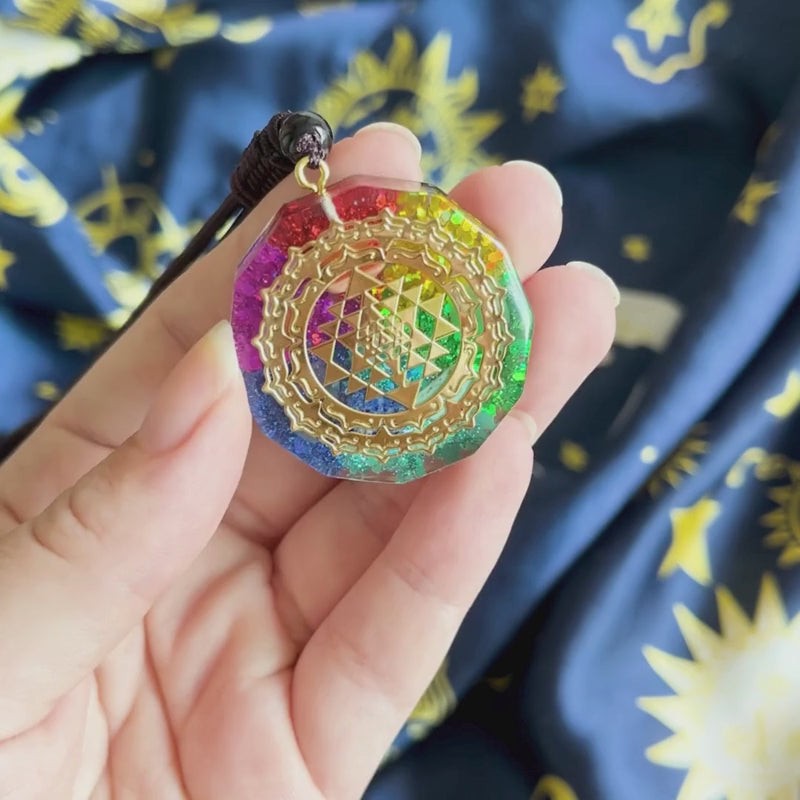 Chakra Orgonite Necklace - Balances Orgone Energy & EMF Protection - Buddha & Karma