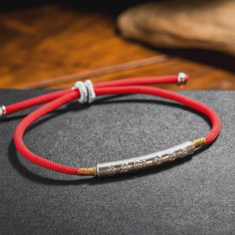 Tibetan Red String Bracelet - Buddhist Lucky Charm - Buddha & Karma