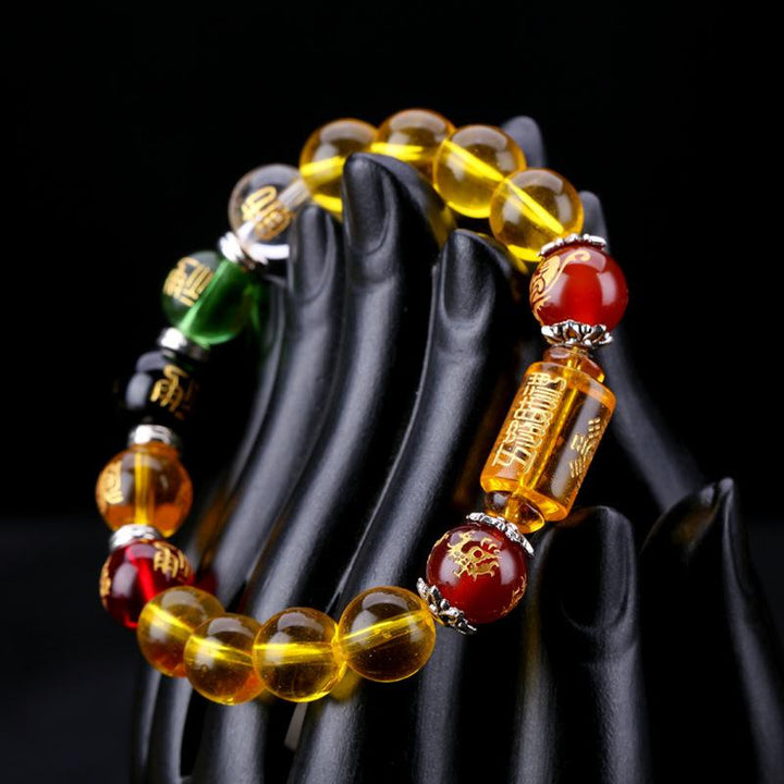 Citrine the God of Wealth Bracelet & The 5 Element Crystals - Buddha & Karma