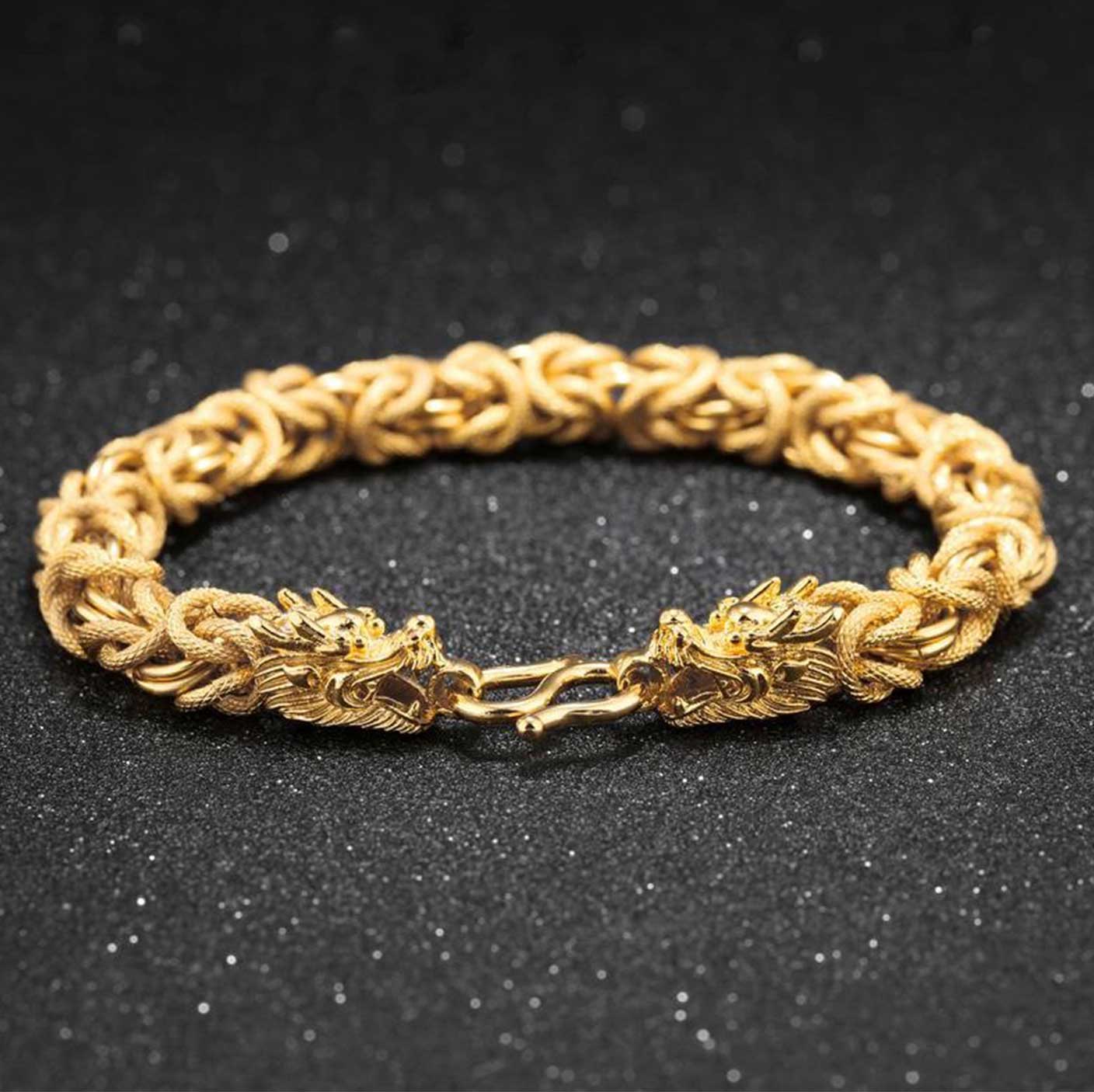 Double-Headed Golden Dragon Bracelet - Success & Fortune - Buddha & Karma